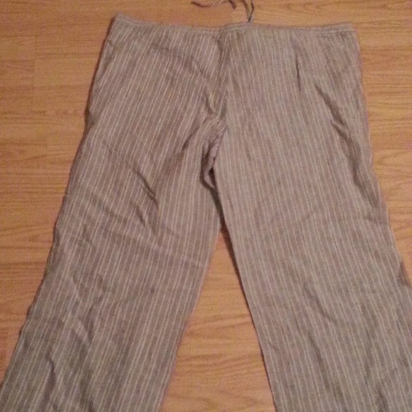 NWOT Victoria’s Secret Beach Linen Pants Size 2 Gray Stripes - Picture 5 of 8
